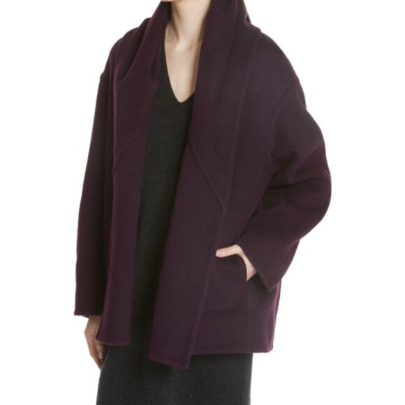 Vince Shawl Collar Reversible Wool Coat - Dark Mulberry - Picture 1 of 13